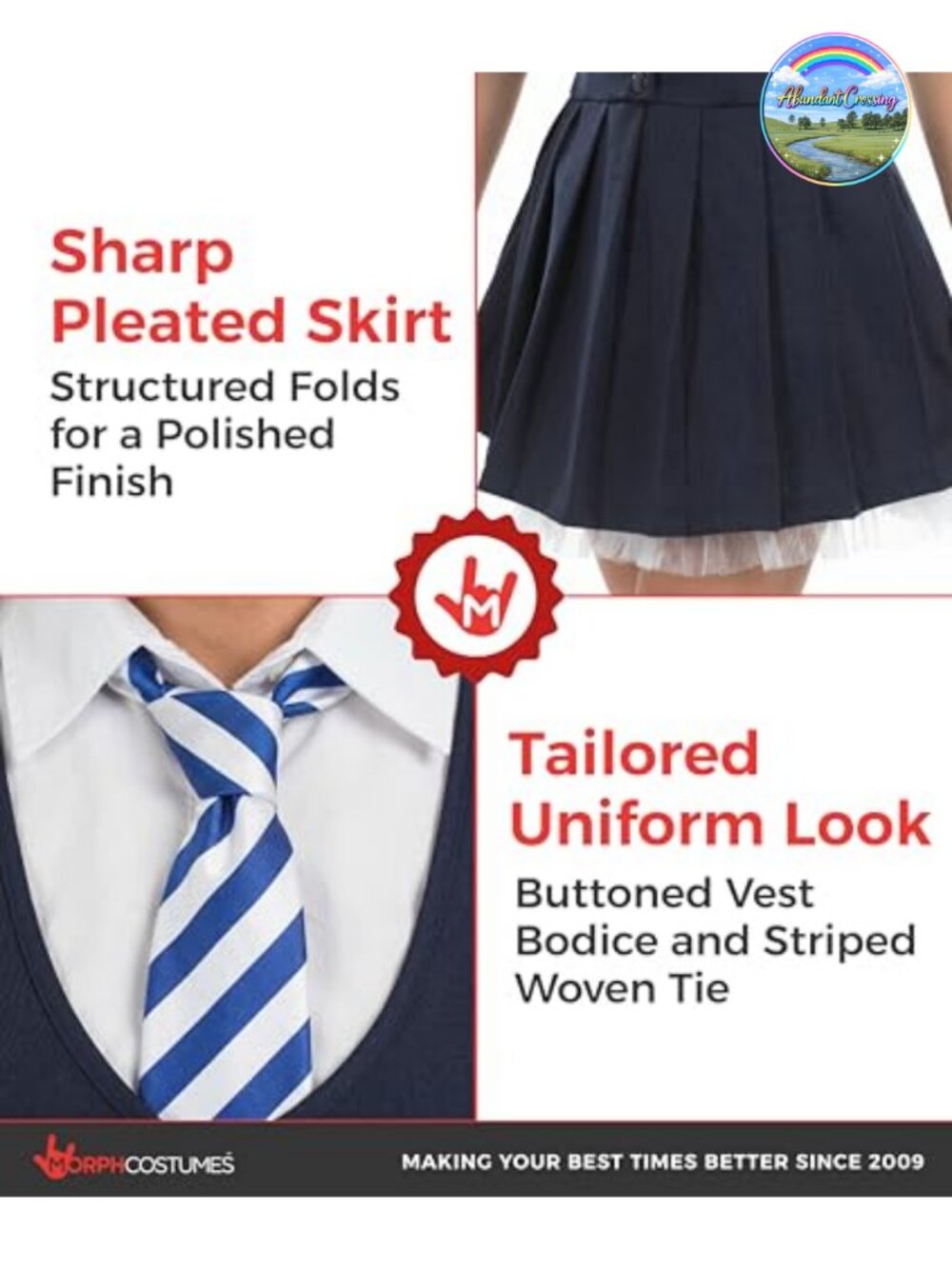 Schoolgirl Costume Women Halloween 5-Piece Uniform Set (No Color) - Picture 2 of 6